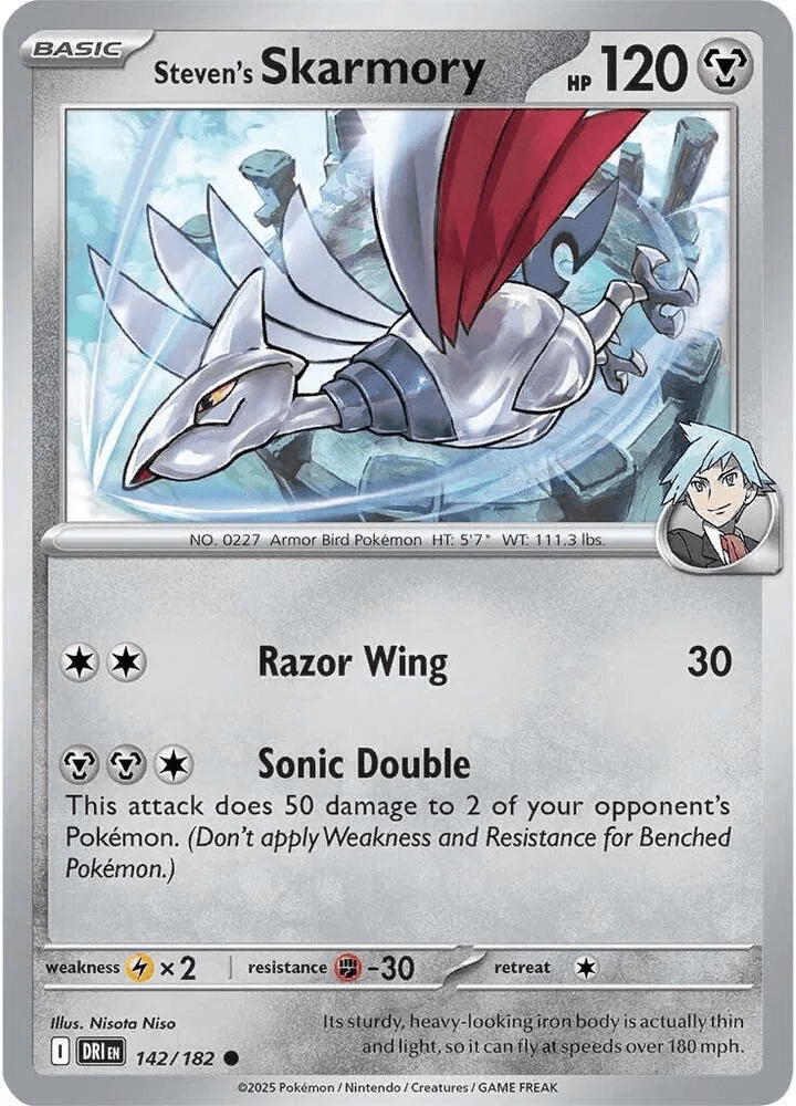 Steven's Skarmory 142 Rev Holo - Destined Rivals by PokéPW on MYNTED