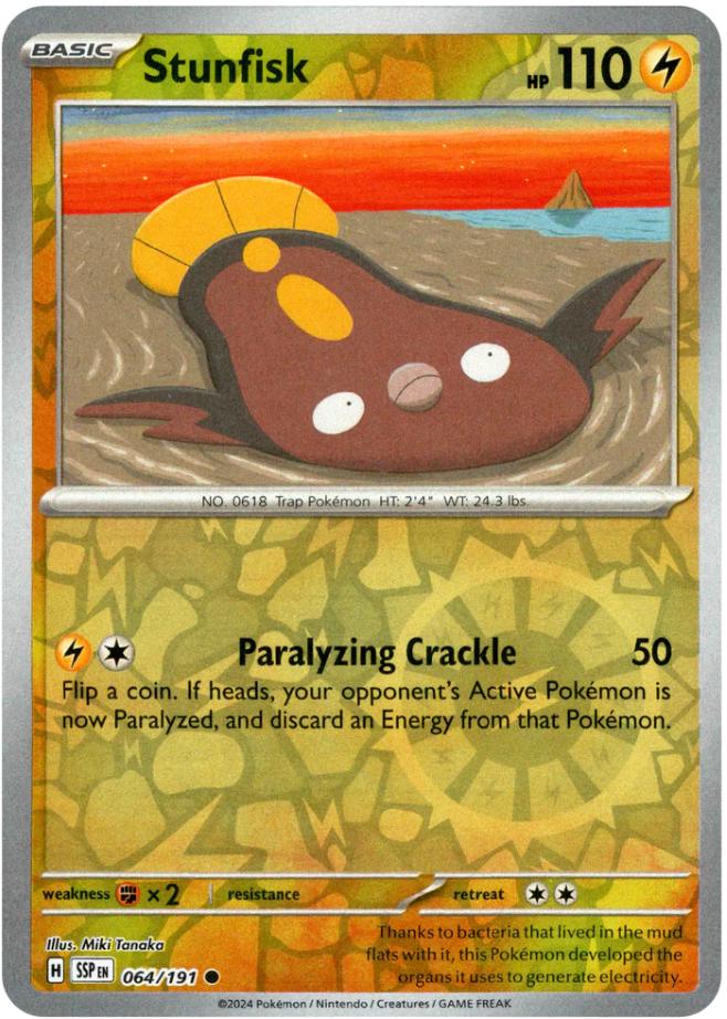 Stunfisk [Reverse Holo] 64 Pokemon Surging Sparks by Moe‘s Vault on MYNTED