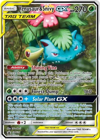 Sun & Moon Promo Venusaur & Snivy GX SM229 by PlayVault on MYNTED