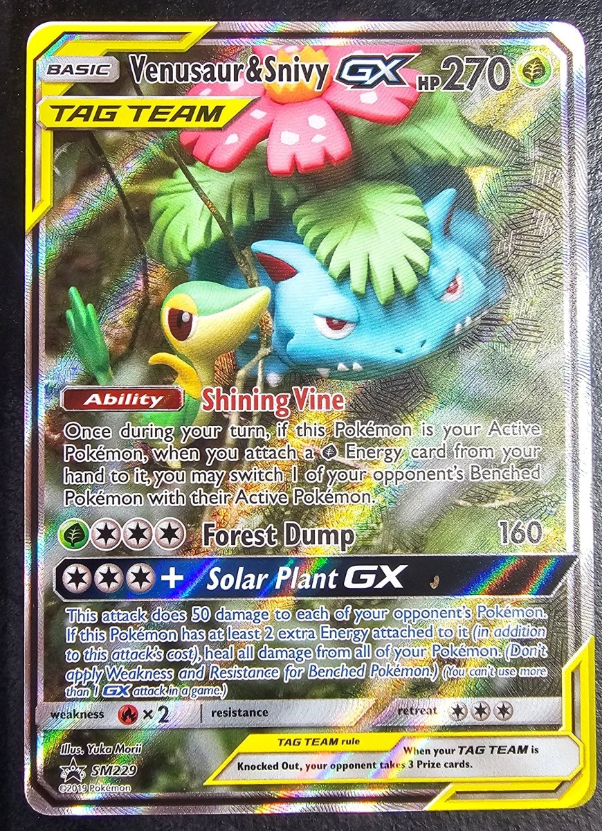Sun & Moon Promo Venusaur & Snivy GX SM229 by PlayVault on MYNTED