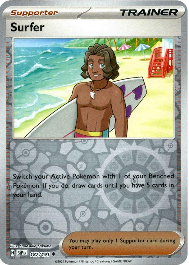 Surfer [Reverse Holo] 187 Pokemon Surging Sparks by Moe‘s Vault on MYNTED