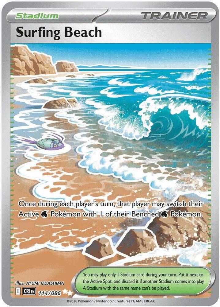 Surfing Beach 114/086 Chaos Rising Full Art Ultra Rare by Depoga Arts on MYNTED
