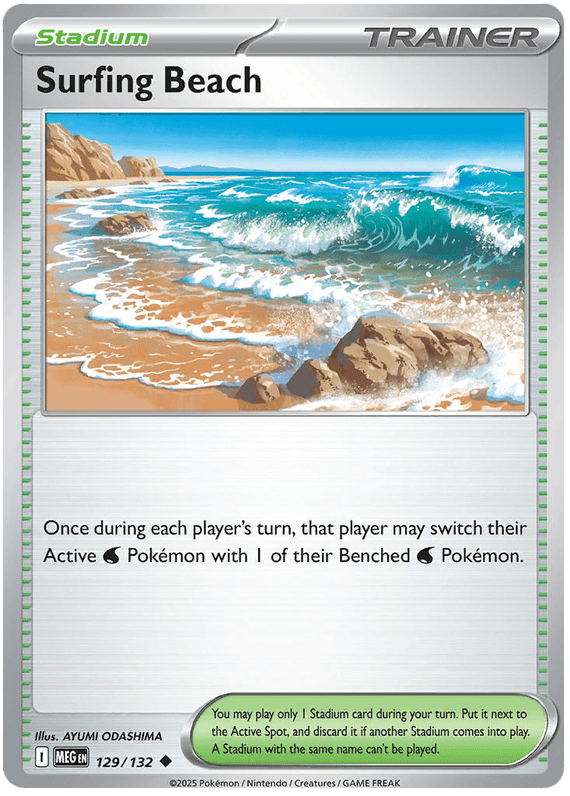 Surfing Beach 129/132 Reverse Holo | Mega Evolution by Worth the XP on MYNTED
