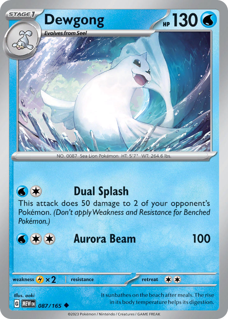 087/165 Dewgong - Reverse Holo - 151 (MEW)