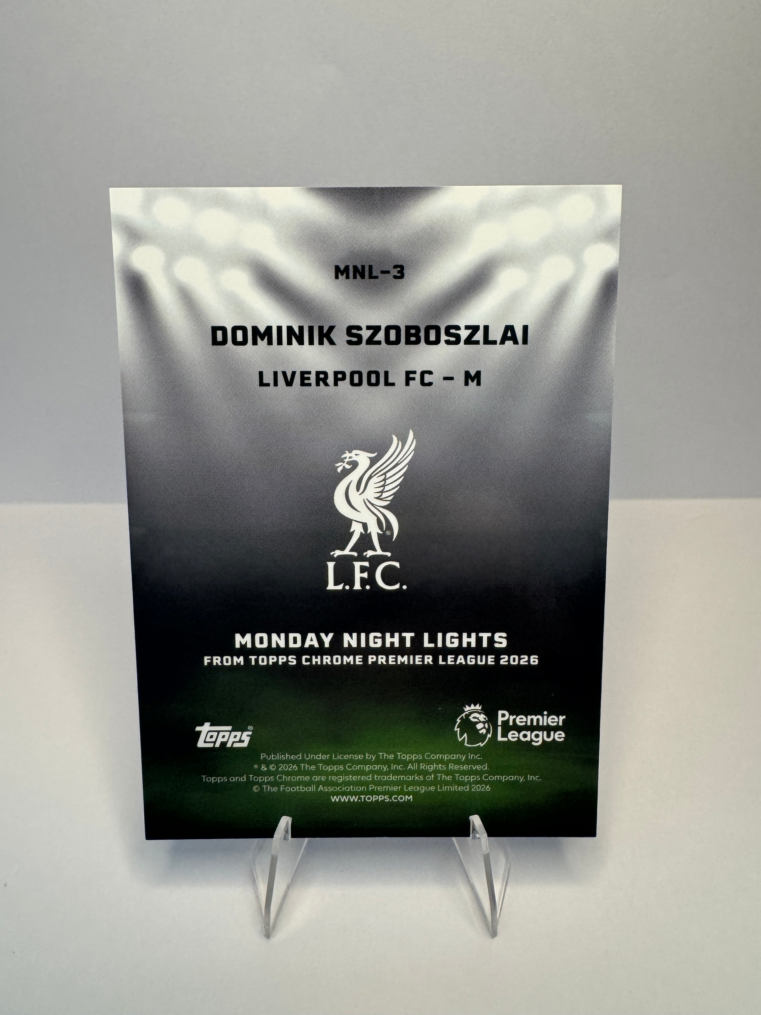 Dominik Szoboszlai MNL-3 Monday Night Lights — 2026 Topps Chrome Premier League — Liverpool FC