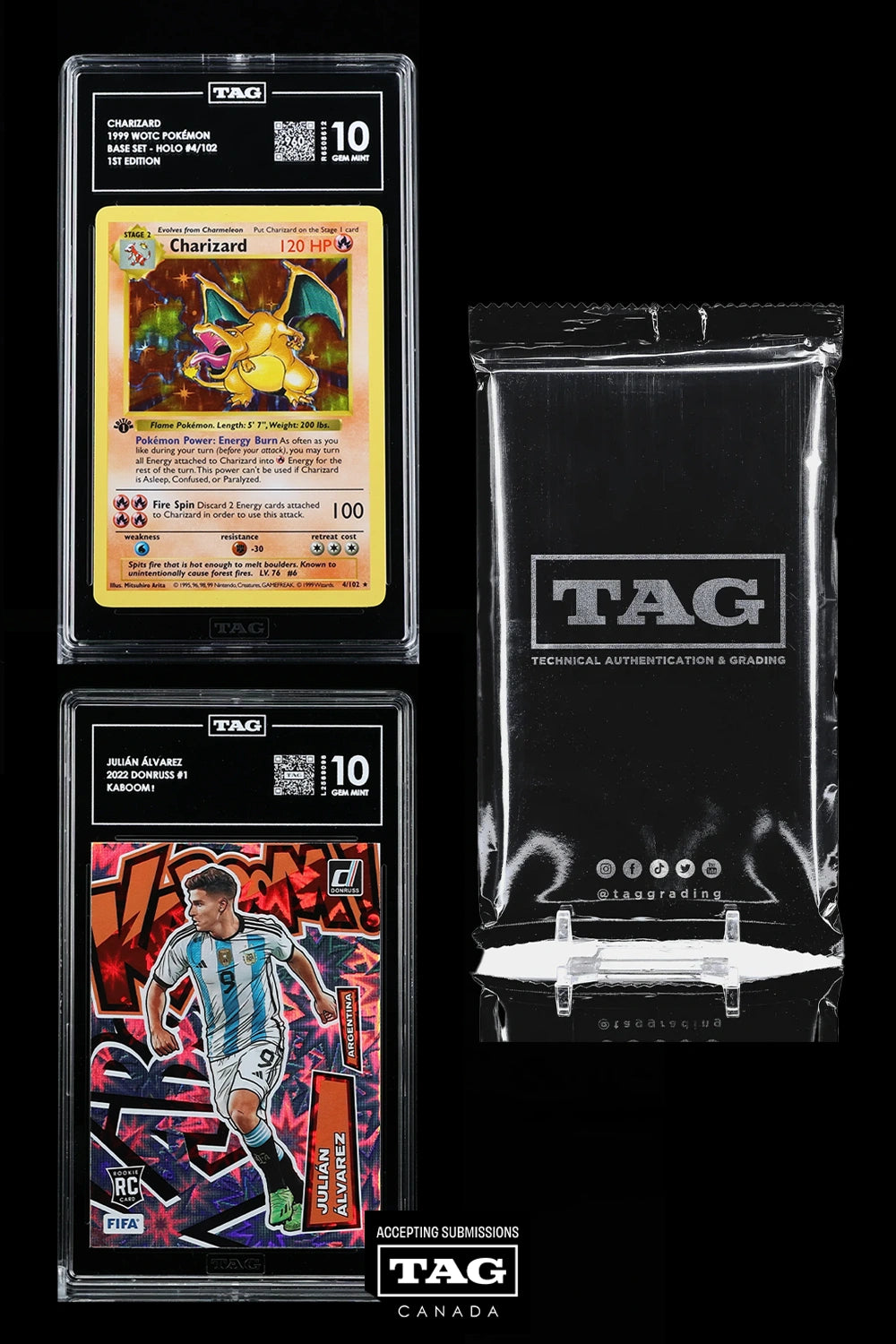 TAG 1000-point scoring system and crystal-clear slab security for Pokémon and sports card grading in UAE
