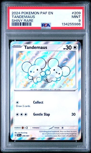 2024 POKEMON PAF EN-PALDEAN FATES #209 TANDEMAUS SHINY RARE PSA 9