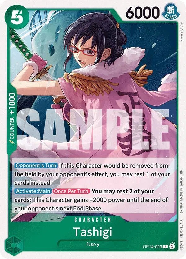 Tashigi OP14-029 (The Azure Sea's Seven) by OP Strike TCG on MYNTED
