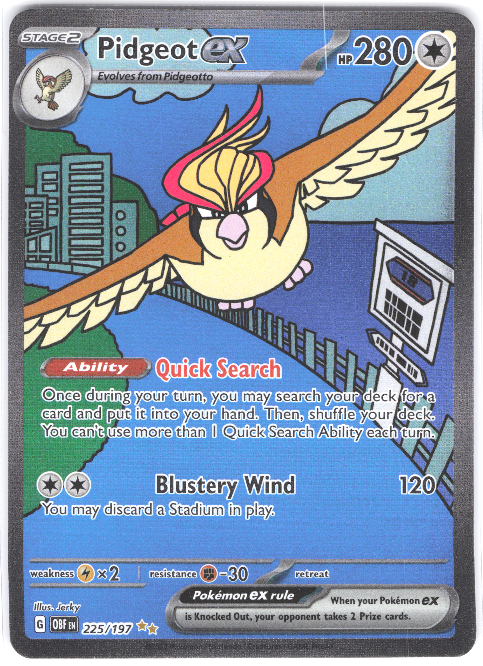 Pidgeot ex Obsidian Flames Special Illustration Rare 225/197
