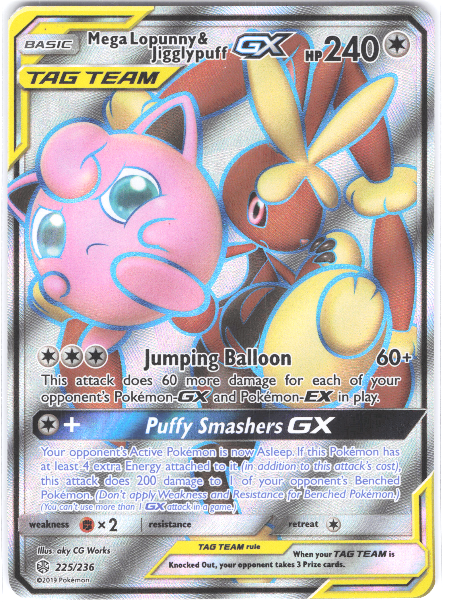 Mega Lopunny & Jigglypuff GX (Full Art) Cosmic Eclipse Ultra Rare 225/236