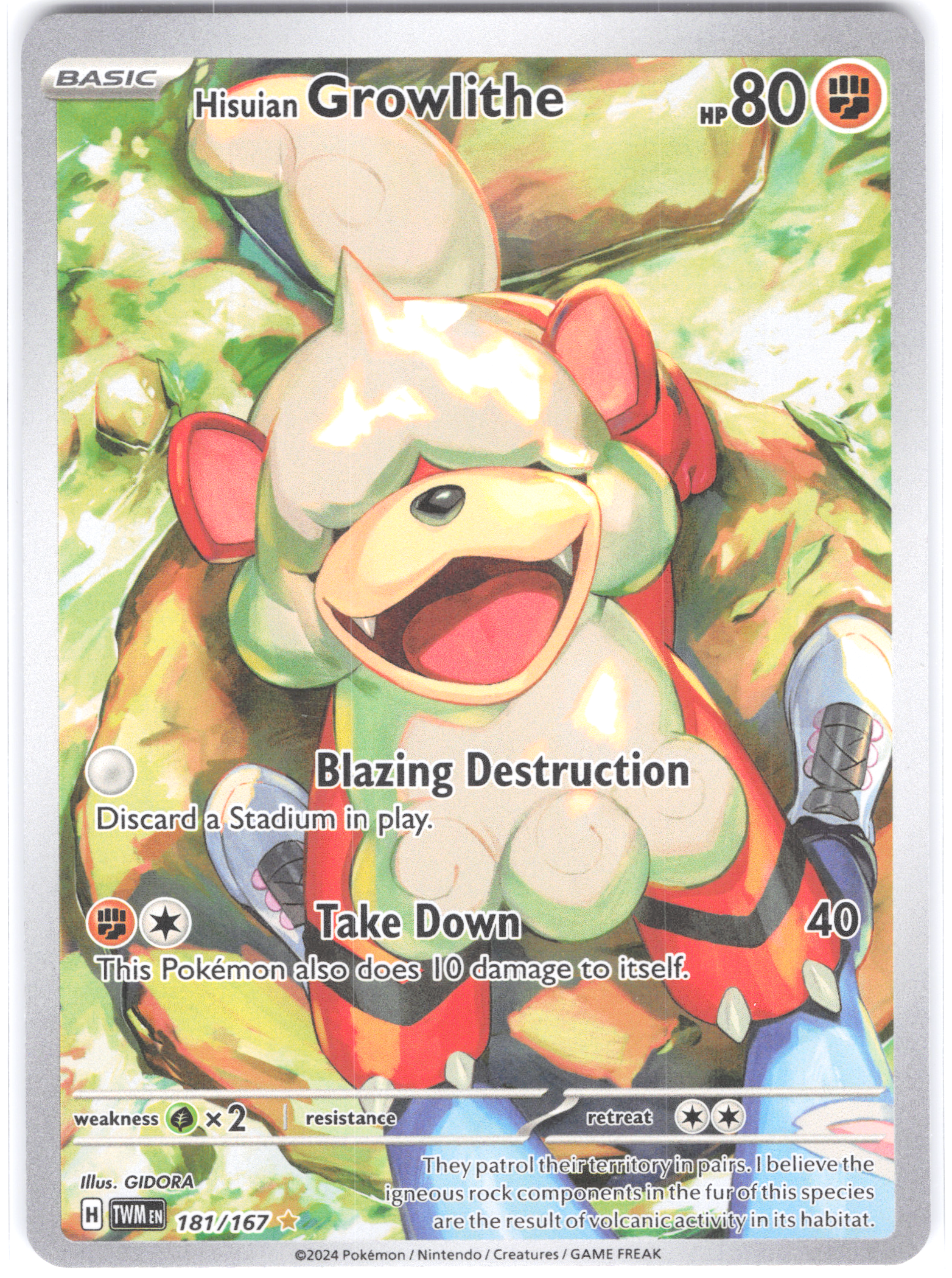Hisuian Growlithe Twilight Masquerade Illustration Rare 181/167