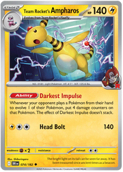 Team Rocket's Ampharos 074/182 Uncommon | Scarlet & Violet – Destined Rivals by Worth the XP on MYNTED