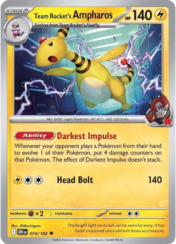 Team Rocket's Ampharos Destined Rivals Uncommon 074/182 by The Greatest on MYNTED