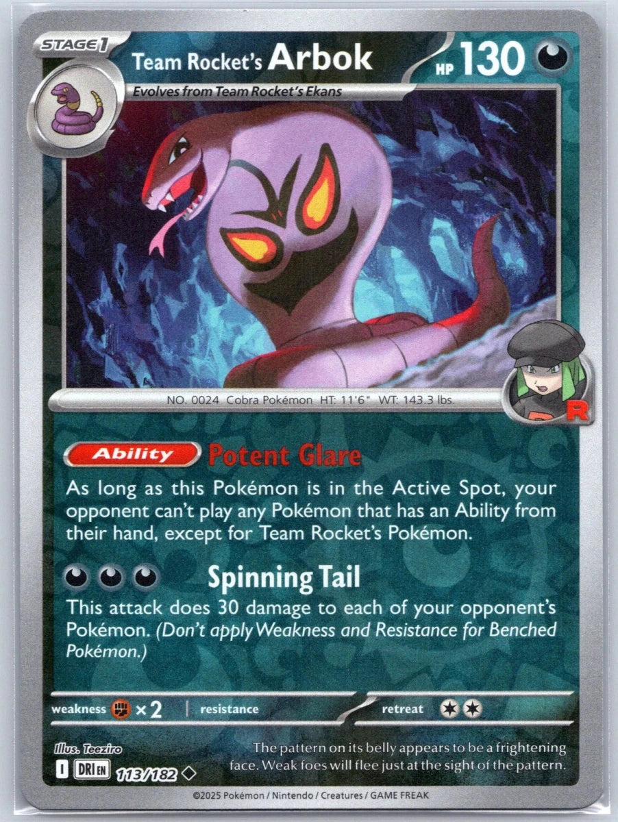 Team Rocket's Arbok - 113/182 Reverse Holo by The Cardboard Grind on MYNTED
