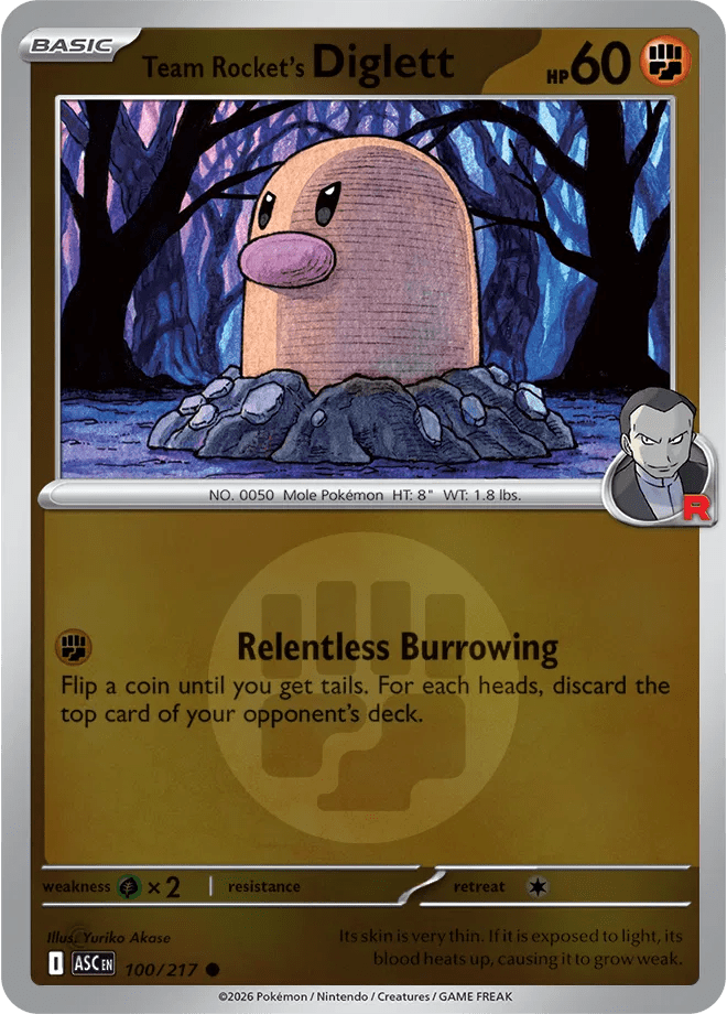 Team Rocket's Diglett (Energy Symbol Pattern) Ascended Heroes Common 100/217 by Shark Pop Culture on MYNTED