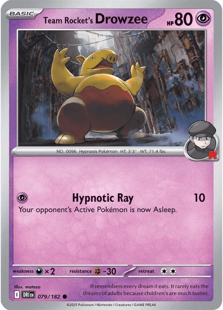 Team Rocket's Drowzee 079 Rev Holo - Destined Rivals by PokéPW on MYNTED