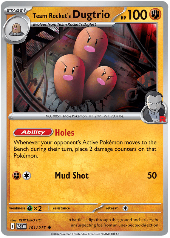 Team Rocket's Dugtrio 101/217 Uncommon | Mega Evolution – Ascended Heroes by Worth the XP on MYNTED