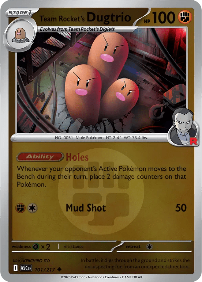 Team Rocket's Dugtrio (Energy Symbol Pattern) 101/217 (Ascended Heroes) by PokéPW on MYNTED