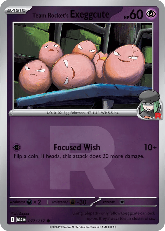 Team Rocket's Exeggcute - 077/217 - Reverse Holofoil - Team Rocket by The Archive Stop on MYNTED