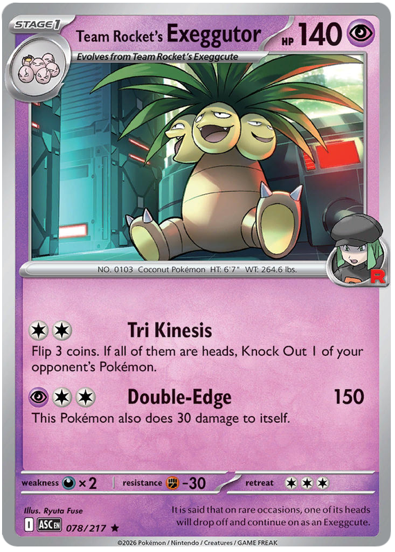 Team Rocket's exeggutor 078/217 Holo Rare | Mega Evolution – Ascended Heroes by Worth the XP on MYNTED