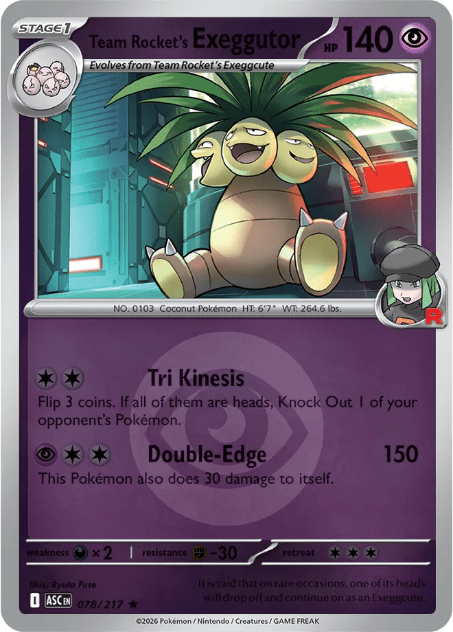 Team Rocket's exeggutor (Energy Symbol Pattern) Ascended Heroes Rare 078/217 by PokeSource on MYNTED