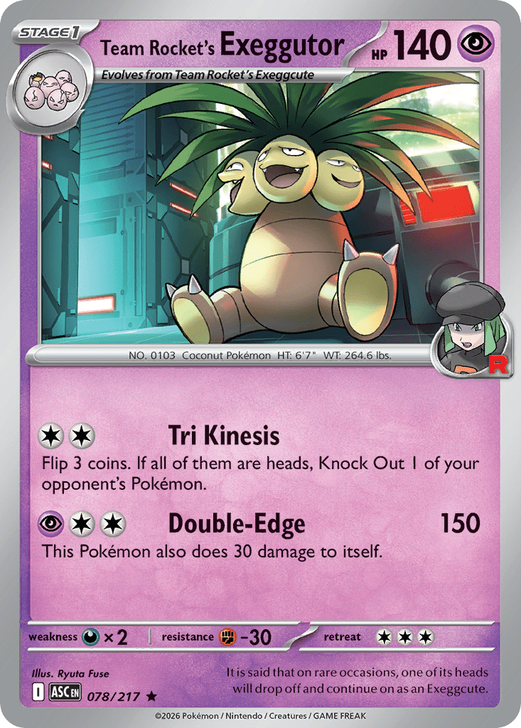 Team Rocket's exeggutor (Holofoil) Ascended Heroes Rare 078/217 by PokeSource on MYNTED