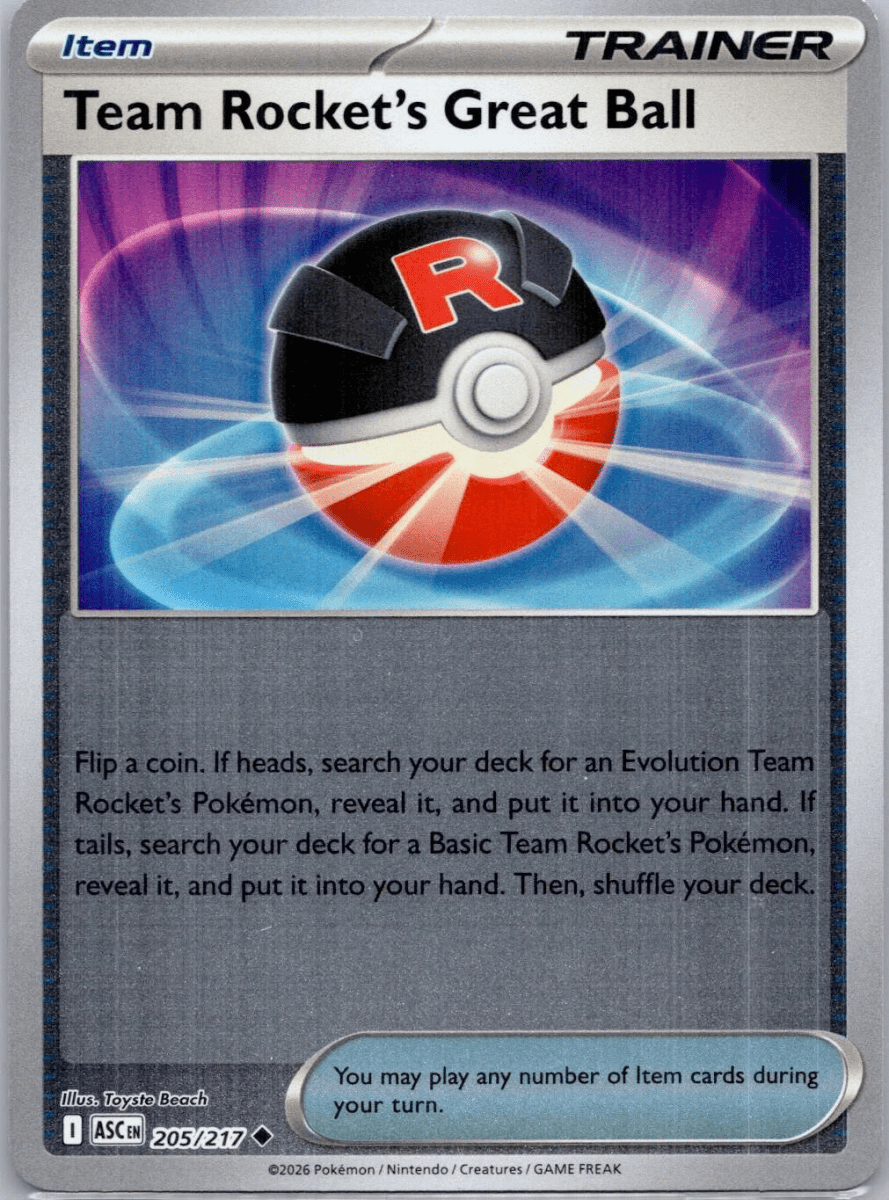 Team Rocket's Great Ball - 205/217 (Reverse Holo) - ME: Ascended Heroes (ASC) by SAFAQATI on MYNTED
