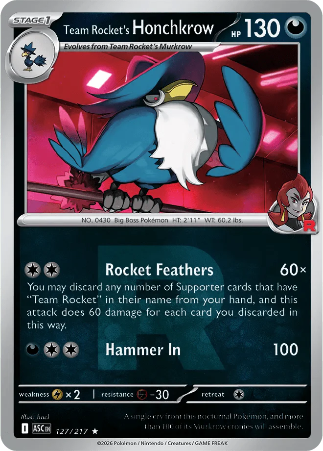Team Rocket's Honchkrow - 127/217 - Reverse Holofoil (Team Rocket) by The Archive Stop on MYNTED