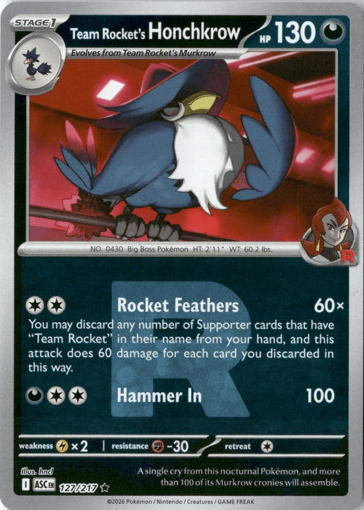 Team Rocket's Honchkrow - 127/217 (Team Rocket) - ME: Ascended Heroes (ASC) by SAFAQATI on MYNTED