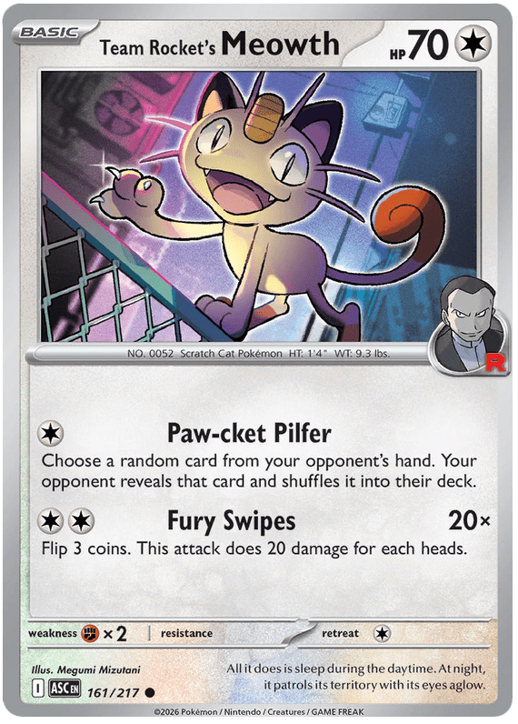 Team Rocket's Meowth 161/217 Common | Mega Evolution – Ascended Heroes by Worth the XP on MYNTED