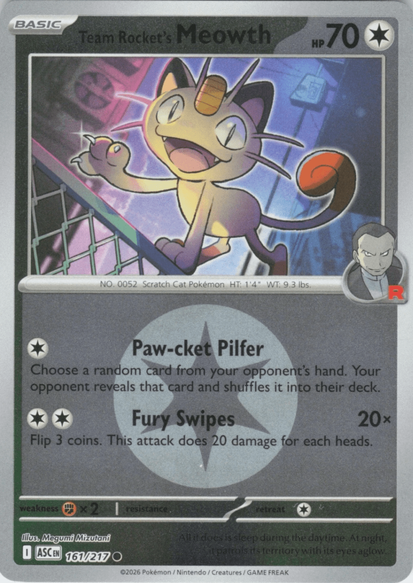 Team Rocket's Meowth - 161/217 (Energy Symbol Pattern) - ME: Ascended Heroes (ASC) by SAFAQATI on MYNTED
