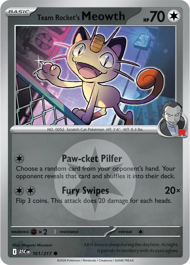 Team Rocket's Meowth - 161/217 - Reverse Holofoil (Energy Symbol Pattern) by The Archive Stop on MYNTED
