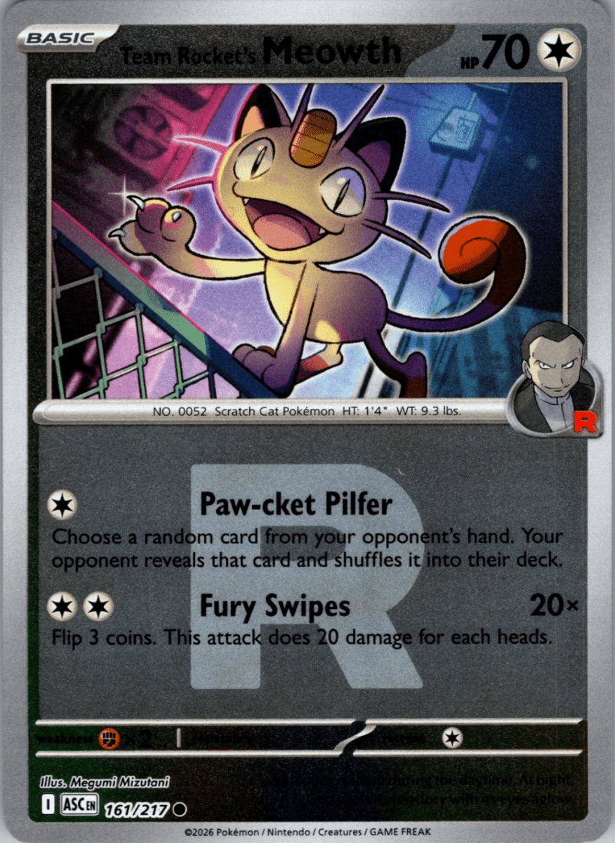 Team Rocket's Meowth - 161/217 (Team Rocket) - ME: Ascended Heroes (ASC) by SAFAQATI on MYNTED