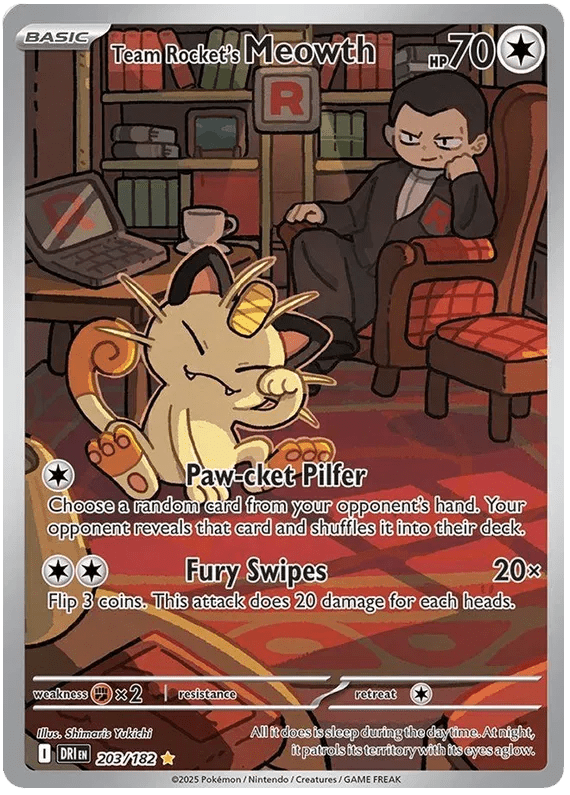 Team Rocket's Meowth 203/182 (Destined Rivals) by Shimaris by The Greatest on MYNTED