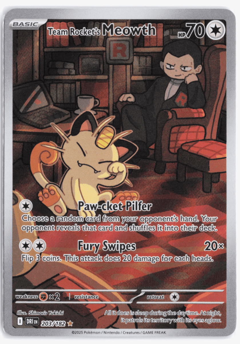 Team Rocket's Meowth Destined Rivals Illustration Rare 203/182 by Schmutzfink TCG on MYNTED