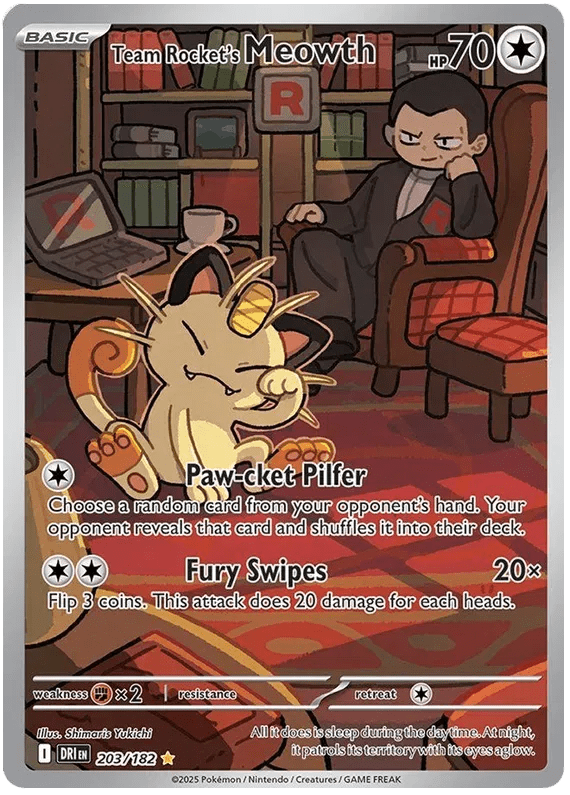 Team Rocket's Meowth Destined Rivals Illustration Rare 203/182 by Schmutzfink TCG on MYNTED