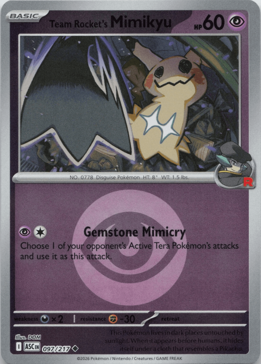 Team Rocket's Mimikyu - 097/217 (Energy Symbol Pattern) - ME: Ascended Heroes (ASC) by SAFAQATI on MYNTED