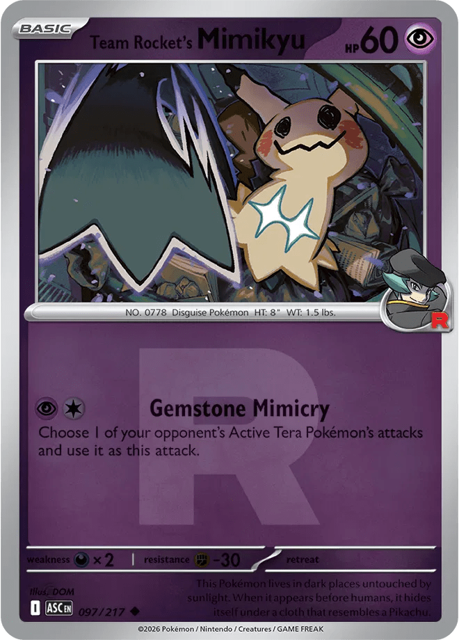 Team Rocket's Mimikyu (Team Rocket) Ascended Heroes Uncommon 097/217 by Shark Pop Culture on MYNTED