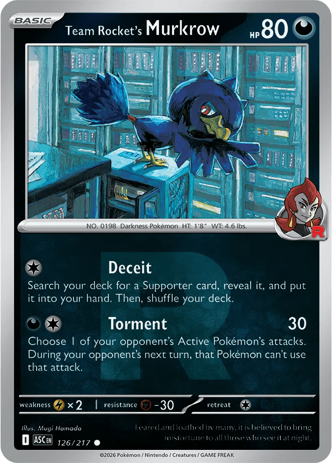 Team Rocket's Mukrow - 126/217 - Reverse Holofoil - Team Rocket by The Archive Stop on MYNTED