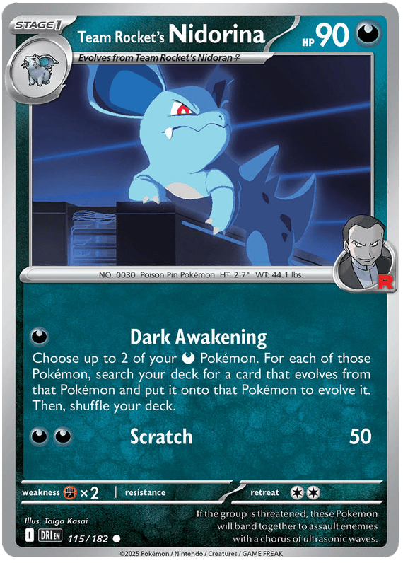 Team Rocket's Nidorina 115/182 Common | Scarlet & Violet – Destined Rivals by Worth the XP on MYNTED