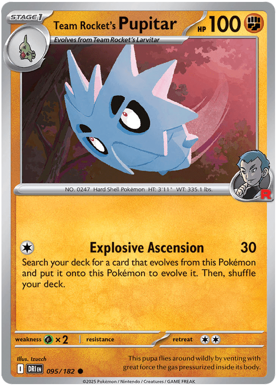 Team Rocket's Pupitar 095/182 Reverse Holo | Scarlet & Violet – Destined Rivals by Worth the XP on MYNTED