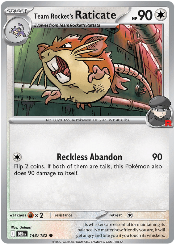 Team Rocket's Raticate 148/182 Reverse Holo | Scarlet & Violet – Destined Rivals by Worth the XP on MYNTED