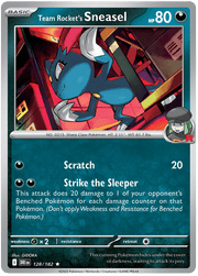 Team Rocket's Sneasel 128/182 Holo Rare | Scarlet & Violet – Destined Rivals by Worth the XP on MYNTED