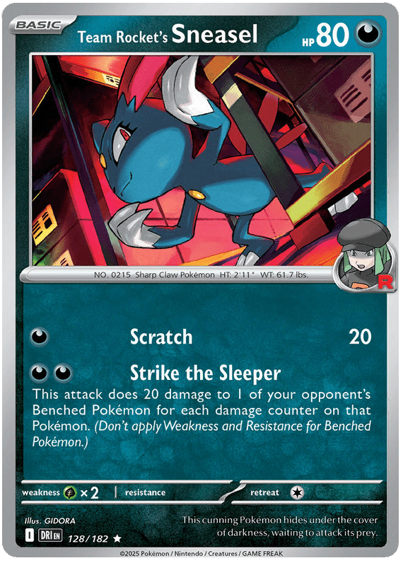 Team Rocket's Sneasel 128/182 Holo Rare | Scarlet & Violet – Destined Rivals by Worth the XP on MYNTED