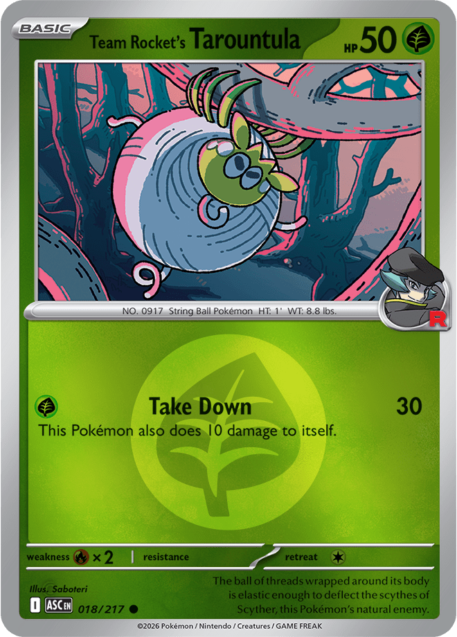 Team Rocket's Tarountula (Energy Symbol Pattern) 018/217 Reverse Holo | Mega Evolution – Ascended Heroes by Worth the XP on MYNTED