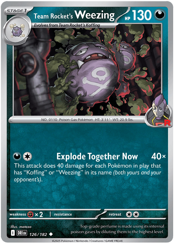 Team Rocket's Weezing 126/182 Reverse Holo | Scarlet & Violet – Destined Rivals by Worth the XP on MYNTED