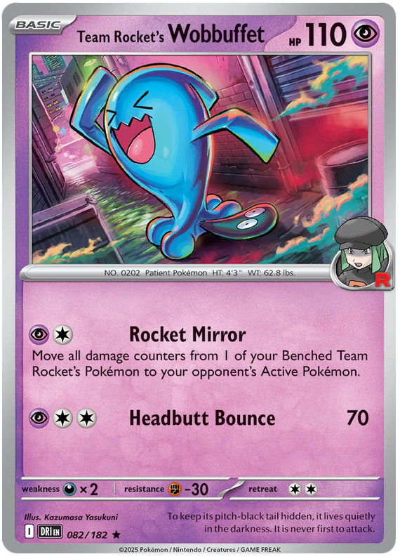Team Rocket's Wobbuffet 082/182 Reverse Holo | Scarlet & Violet – Destined Rivals by Worth the XP on MYNTED