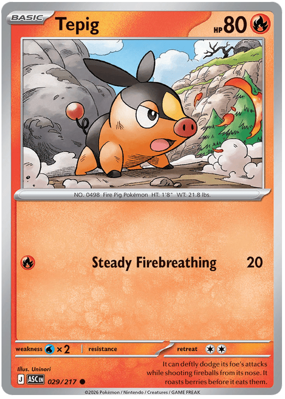 Tepig 029/217 Common | Mega Evolution – Ascended Heroes by Worth the XP on MYNTED