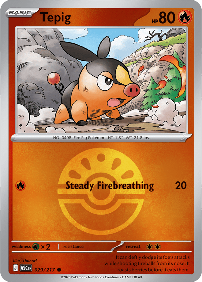Tepig (Friend Ball) 029/217 Reverse Holo | Mega Evolution – Ascended Heroes by Worth the XP on MYNTED