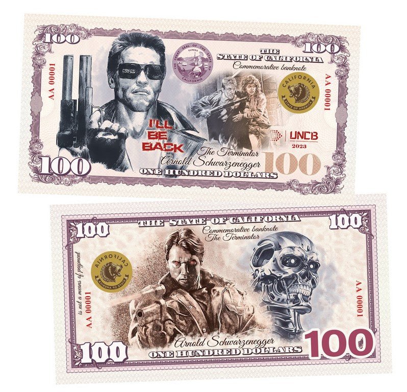 Terminator 1 100 Dollars UNCB banknote by UNCB on MYNTED